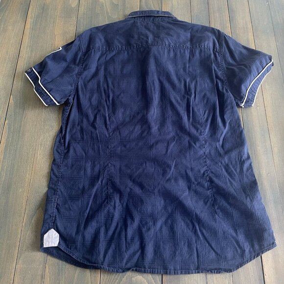 Guess Jeans Blue Short Sleeve Button Camp Western Shirt Slim Fit Mens Large (H6) - Picture 9 of 10